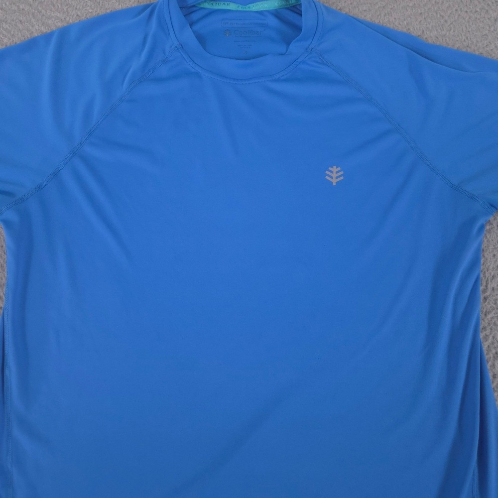 Coolibar Shirt Mens Medium Blue Cooltect UPF 50+ Sun Protection Side Zip Pocket